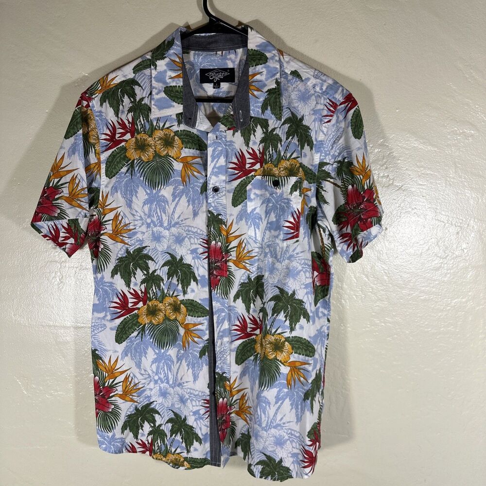 Eighty Eight Tropical Floral Short Sleeve Button Men’s Large Shirt L